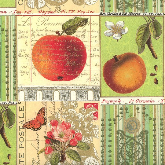 Apple and Butterfly Collage Print Paper ~ Rossi Italy
